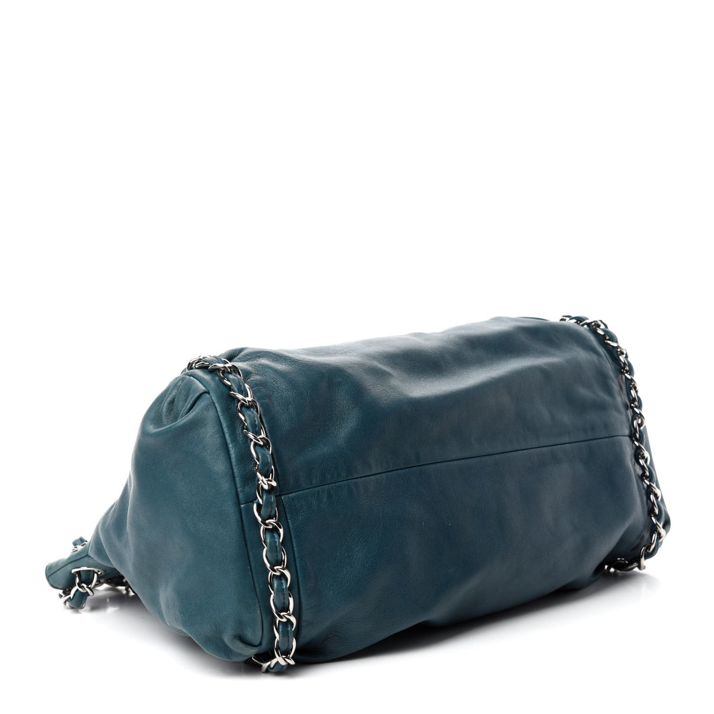 Lambskin Large Sharpei Shoulder Bag Turquoise