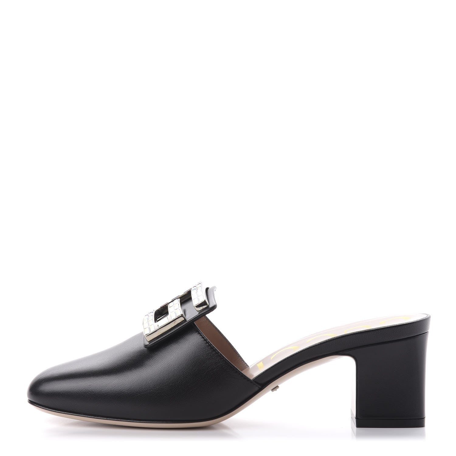 Gucci Malaga Kid Crystal Square G Madelyn Mules 38.5 Black 1 of 9