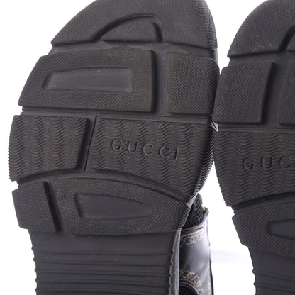 Gucci Nappa Mesh Chambre des Squelettes Mens Aguru Sandals 9 Black Gold 10 of 13