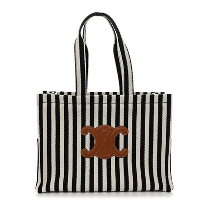 Celine Canvas Calfskin Triomphe Large Cabas Black White 1 of 10