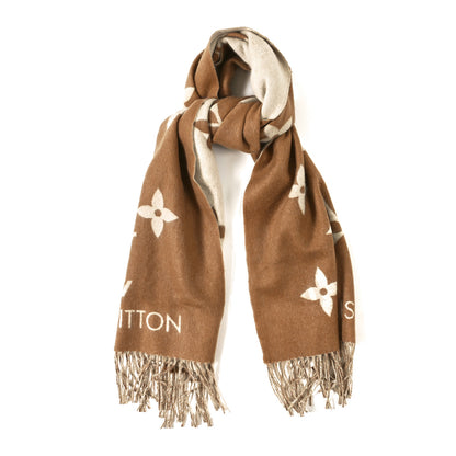 Louis Vuitton Cashmere Monogram Reykjavik Scarf Sable 1 of 3
