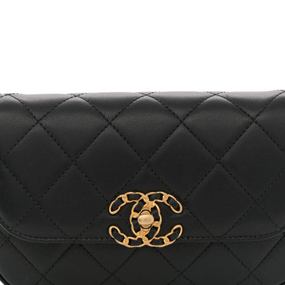 Chanel Lambskin Quilted Chain Infinity Waist Belt Bag Black 8 of 12