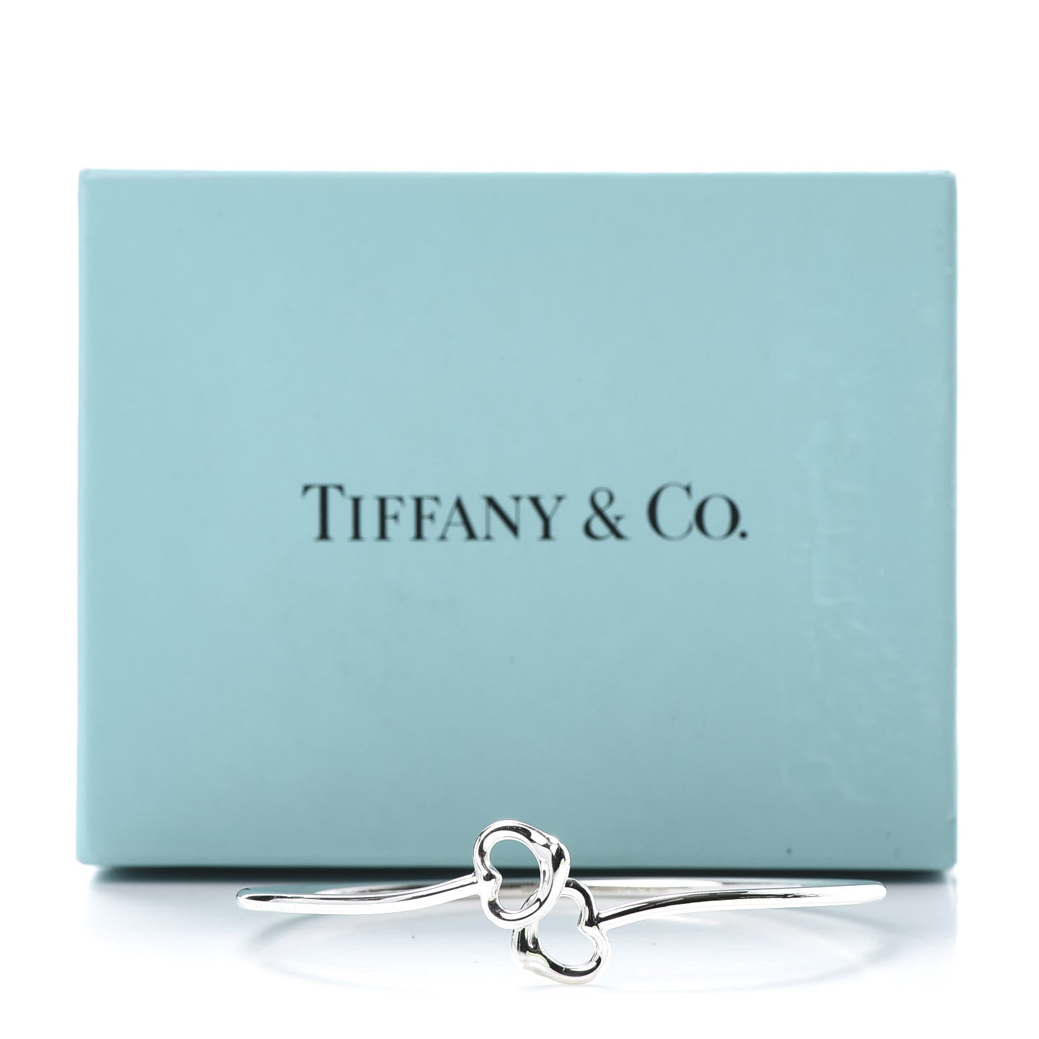 Tiffany Sterling Silver Elsa Peretti Double Open Heart Bangle Bracelet 5 of 5