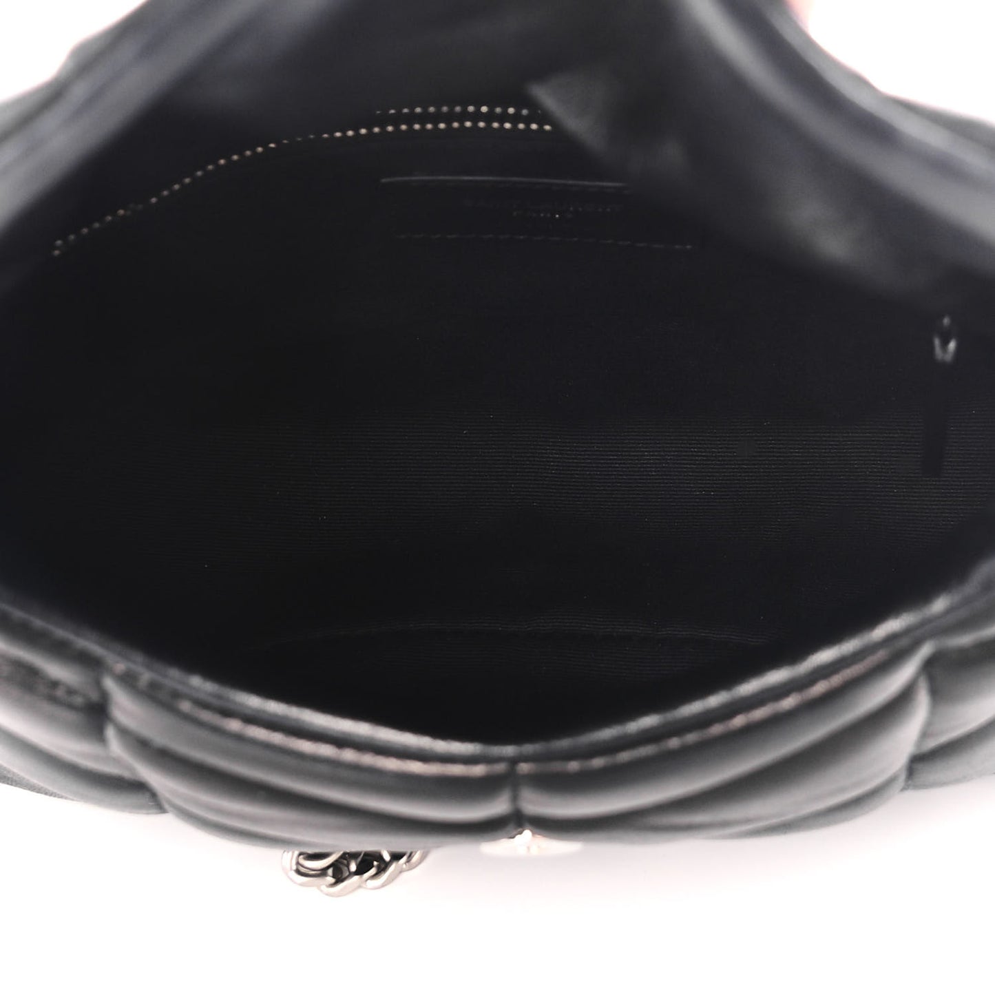 Lambskin Quilted Toy Loulou Puffer Monogram Chain Satchel Black