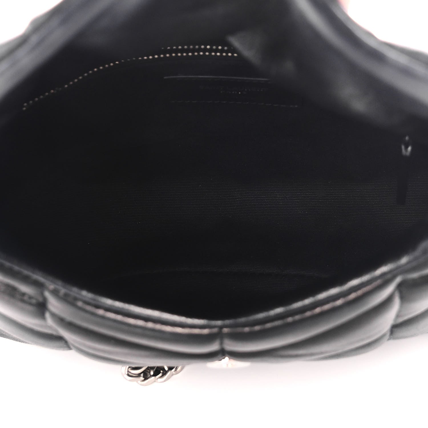 Saint Laurent Lambskin Quilted Toy Loulou Puffer Monogram Chain Satchel Black 5 of 11
