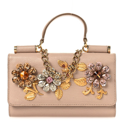 Dolce & Gabbana Stampa Iguana Mini Miss Sicily Chain Phone Case Wallet Beige 1 of 11