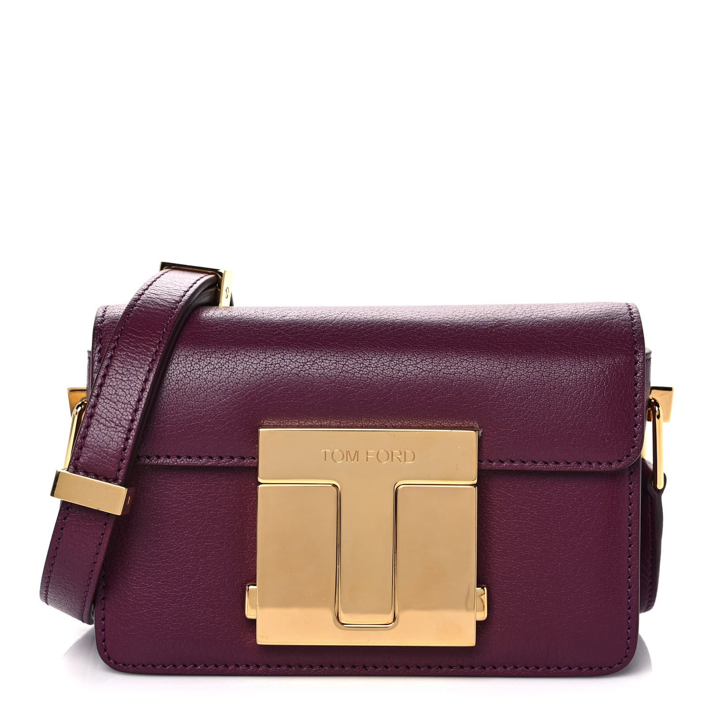 Calfskin T Clasp Crossbody Bag Purple