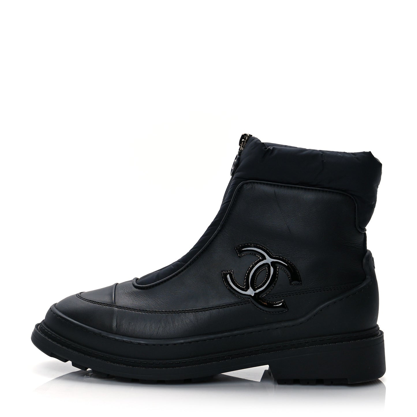 Calfskin Nylon CC Ankle Snow Boots 39.5 Black