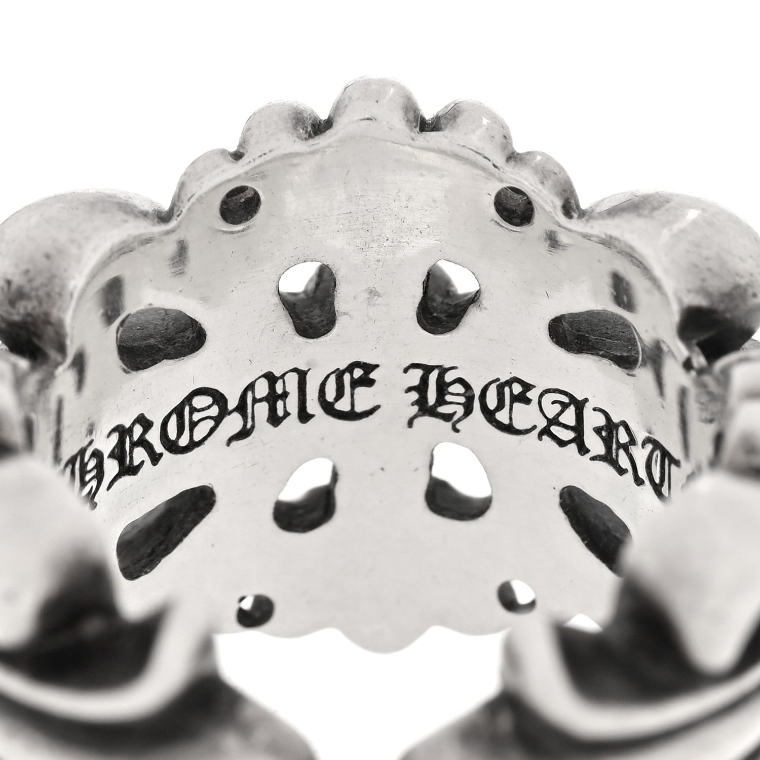 Chrome Hearts Sterling Silver Double Floral Cross Ring 56 7.5