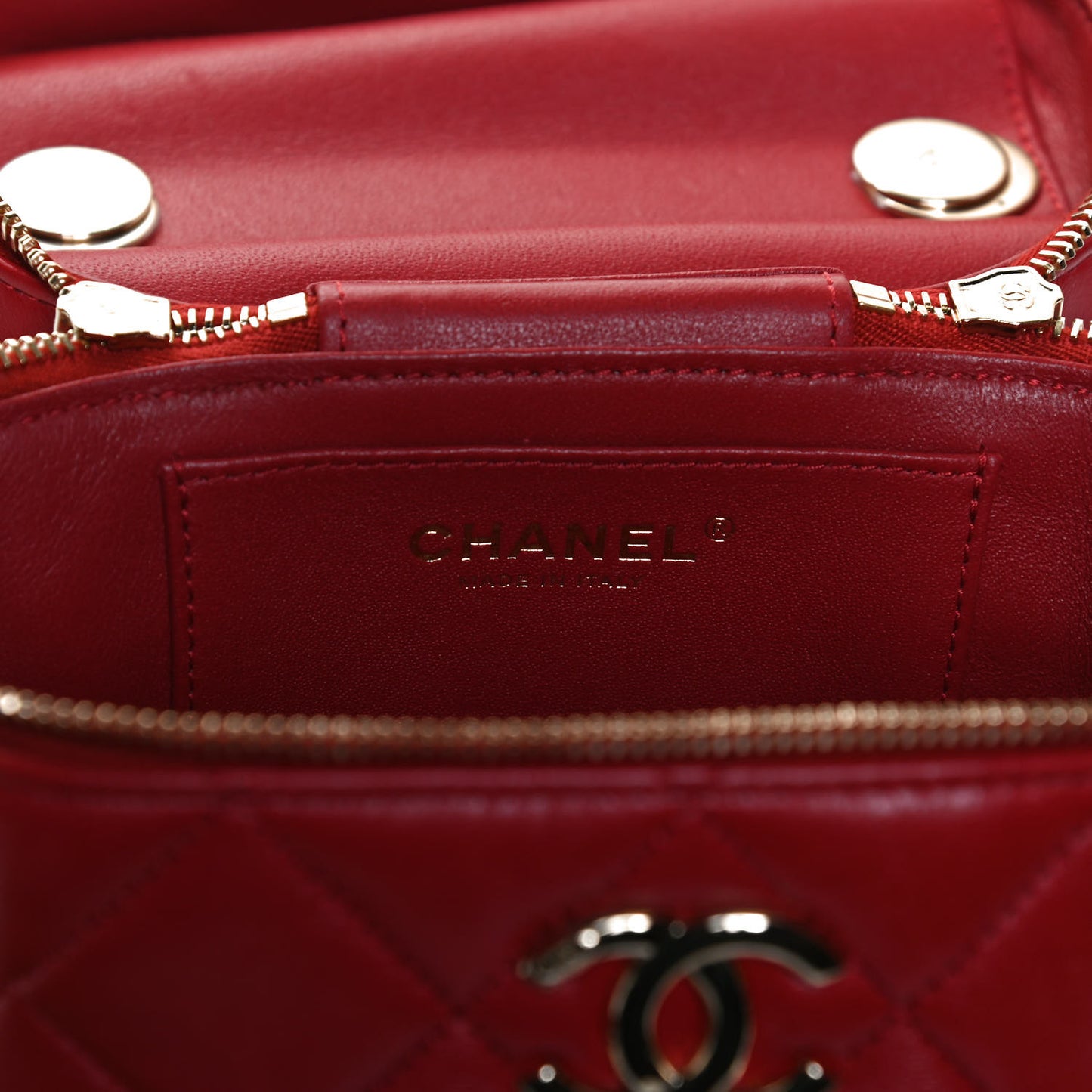 Lambskin Quilted Trendy Vanity Case Red