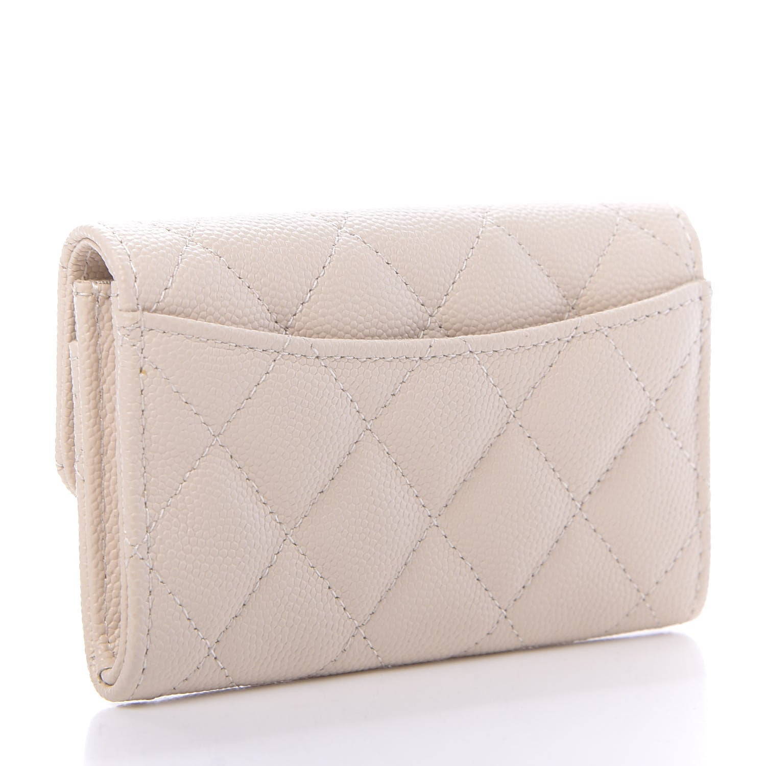 Chanel Caviar Quilted Flap Card Holder Wallet Light Beige 3 of 12