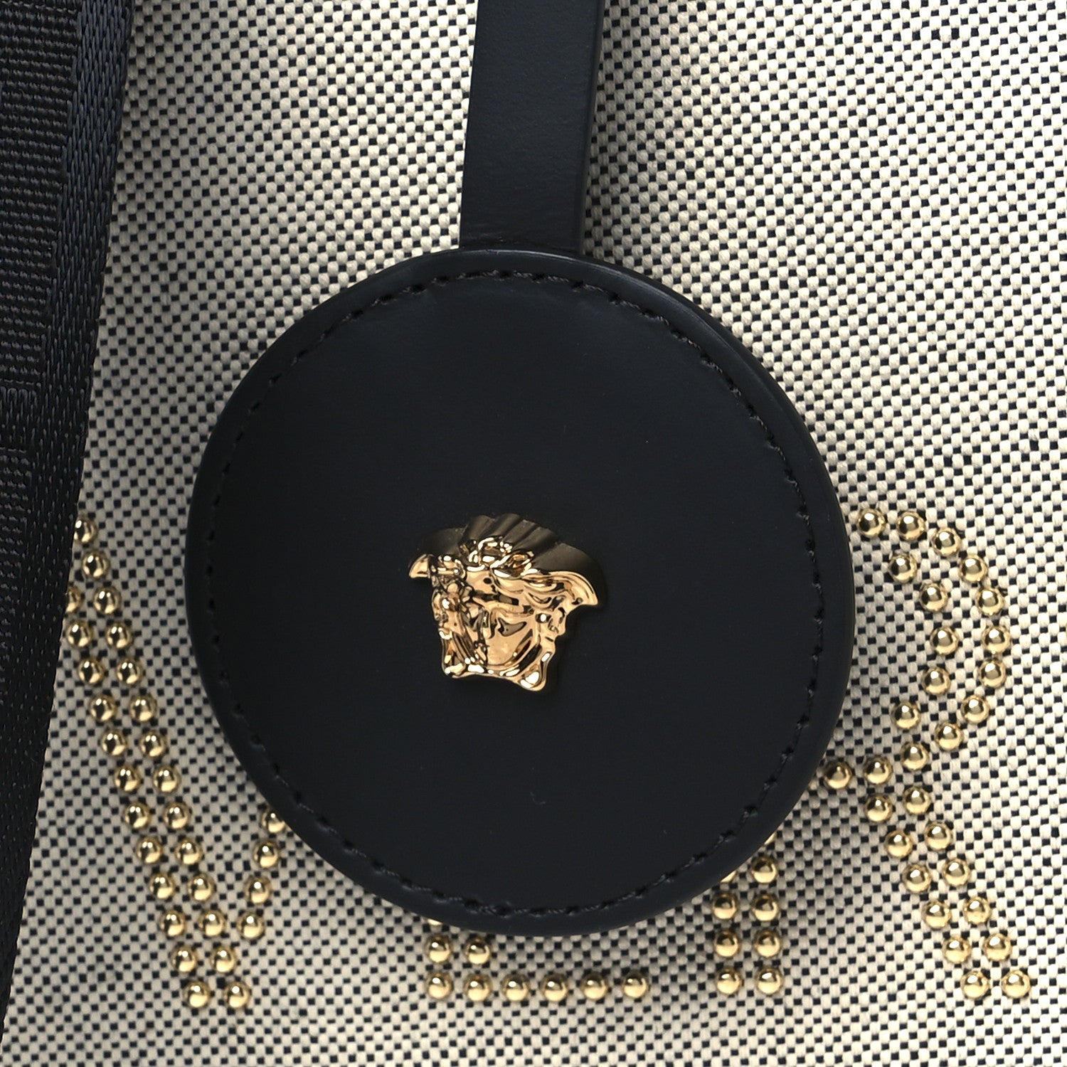 Versace Canvas Studded Logo Tote Bag Beige 9 of 11