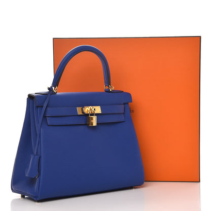 Hermes Togo Kelly Retourne 28 Bleu Electrique 32 of 32
