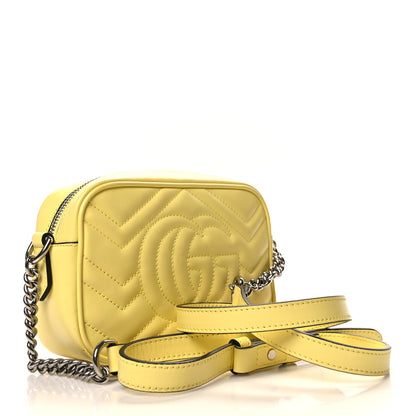 Gucci Calfskin Matelasse Mini GG Marmont Chain Shoulder Bag Banana 3 of 10