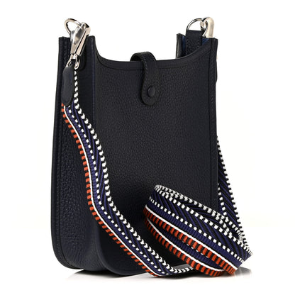 Hermes Taurillon Clemence Amazone Sangle Cavale Evelyne TPM Bleu Nuit Bleu Encre Cuivre 3 of 11