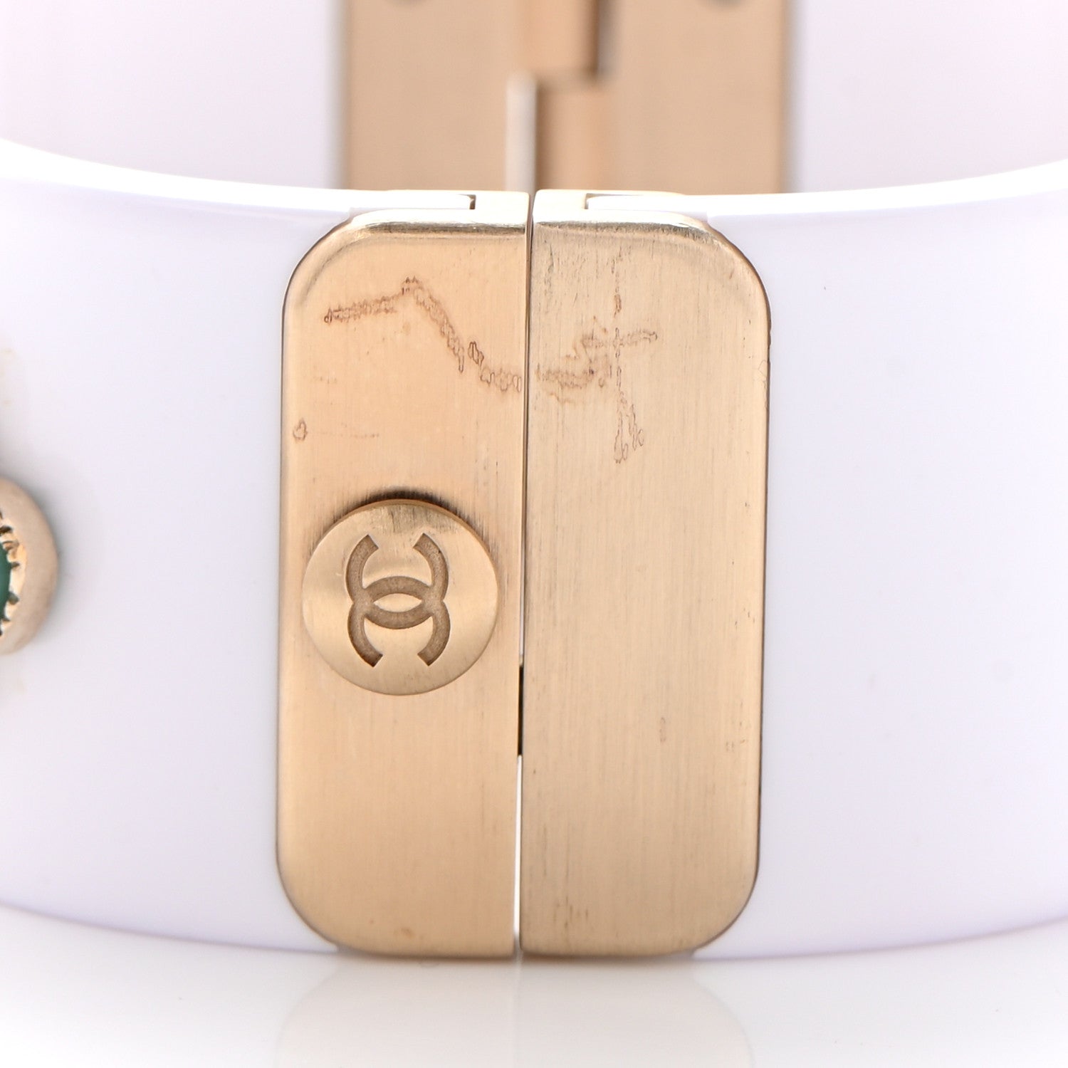 Chanel Resin Gripoix CC Cuff White 4 of 8