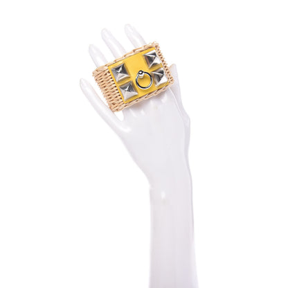 Hermes Barenia Osier Collier De Chien CDC Picnic Bracelet T2 Jaune De Naples 2 of 7
