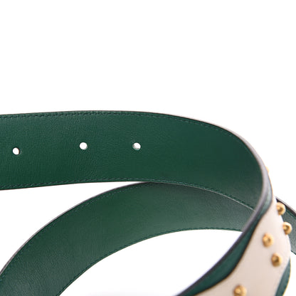 Gucci Calfskin Studded Marmont Belt 85 34 Emerald White 4 of 6