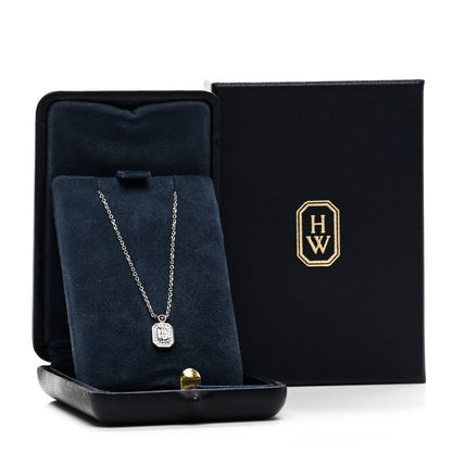 Harry Winston Platinum Diamond Ruby HW Logo Pendant Necklace 6 of 6