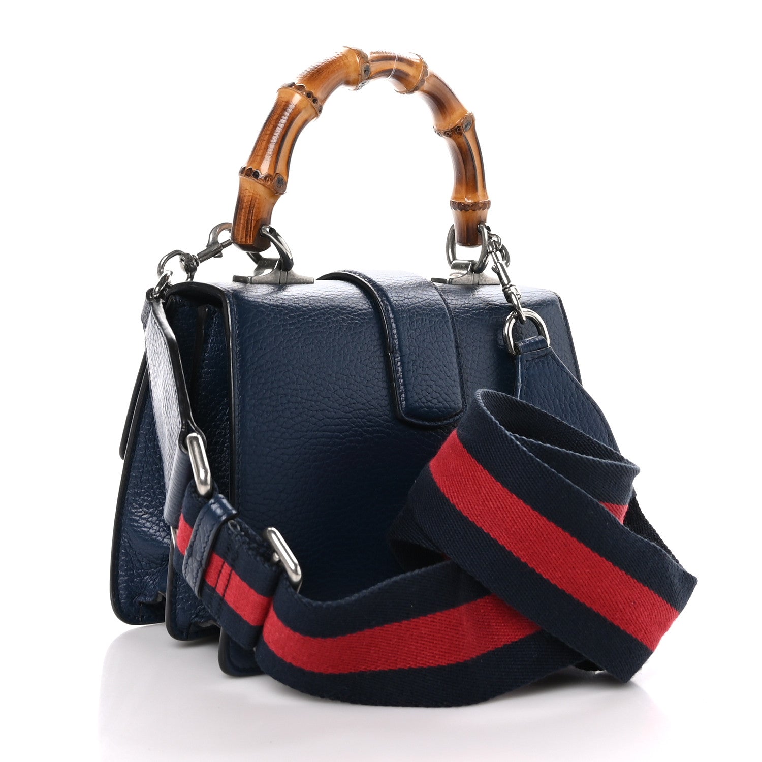 Gucci Dollar Calfskin Crystal Web Mini Dionysus Bamboo Top Handle Bag Blue Agata Montana Sapphire 3 of 11