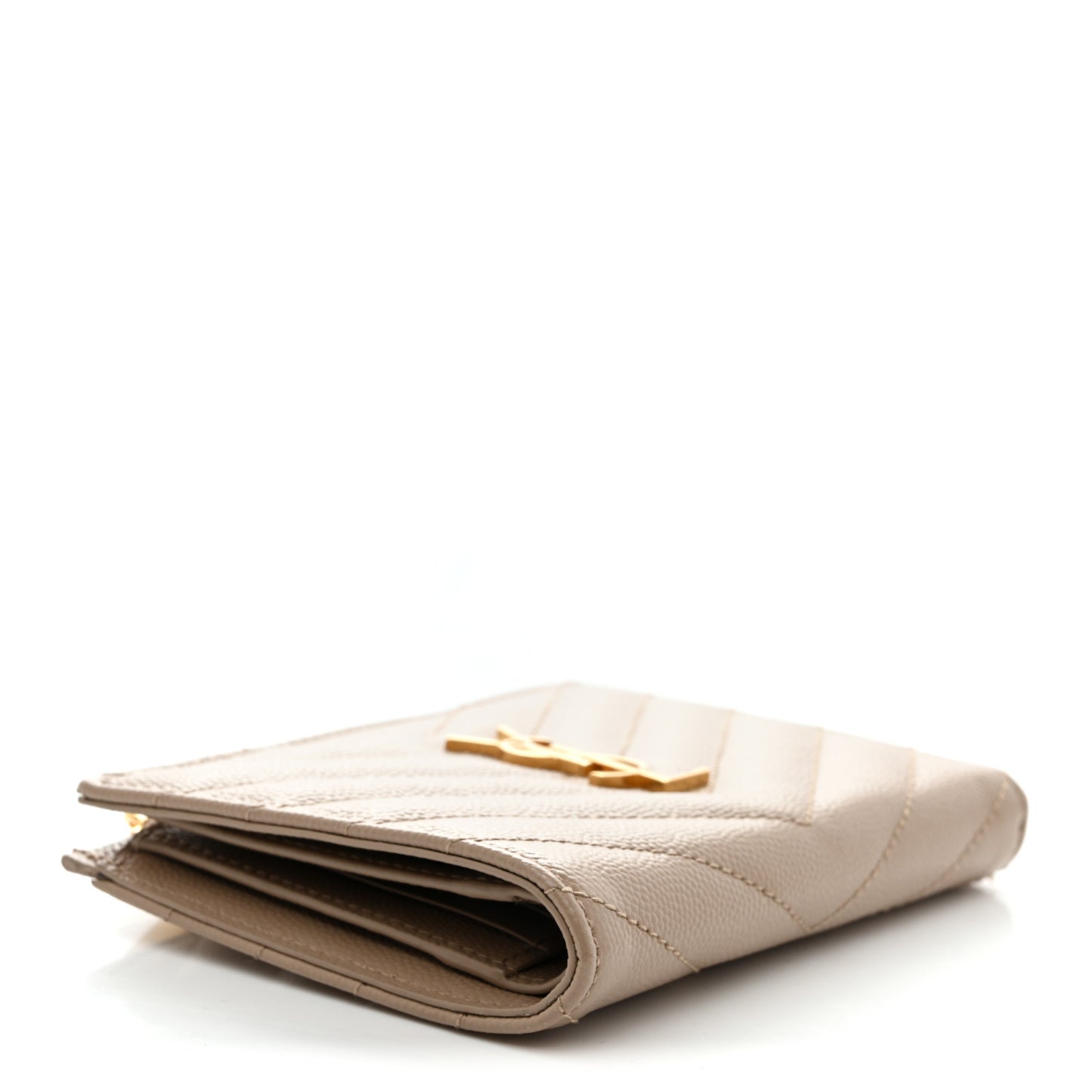 Grain De Poudre Matelasse Chevron Monogram Zipped Card Case Dark Beige