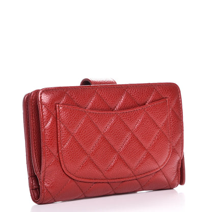 Chanel Caviar Quilted Zipped Pocket Wallet Red 3 of 9