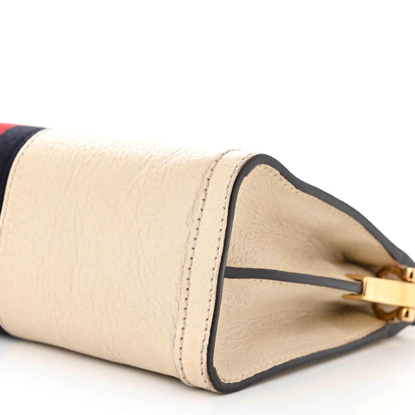 Textured Calfskin Web Small Ophidia Chain Shoulder Bag Mystic White