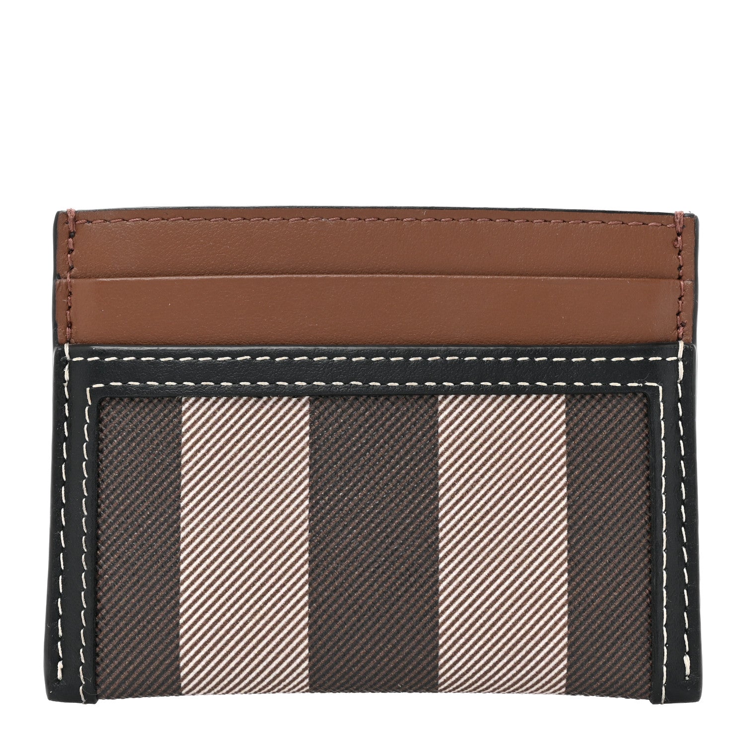 Burberry E-Canvas Calfskin Sandon Check Card Case Dark Birch 1 of 9