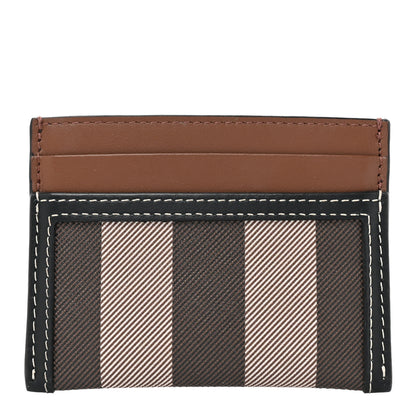 Burberry E-Canvas Calfskin Sandon Check Card Case Dark Birch 1 of 9