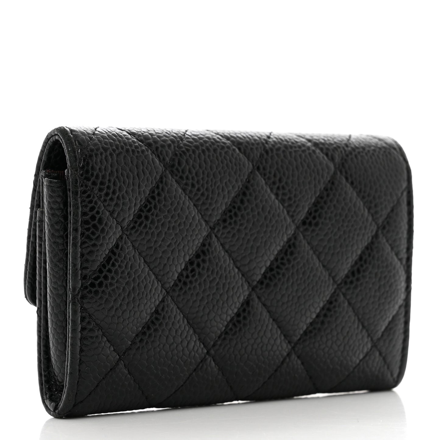 Caviar Quilted Flap Card Holder Black