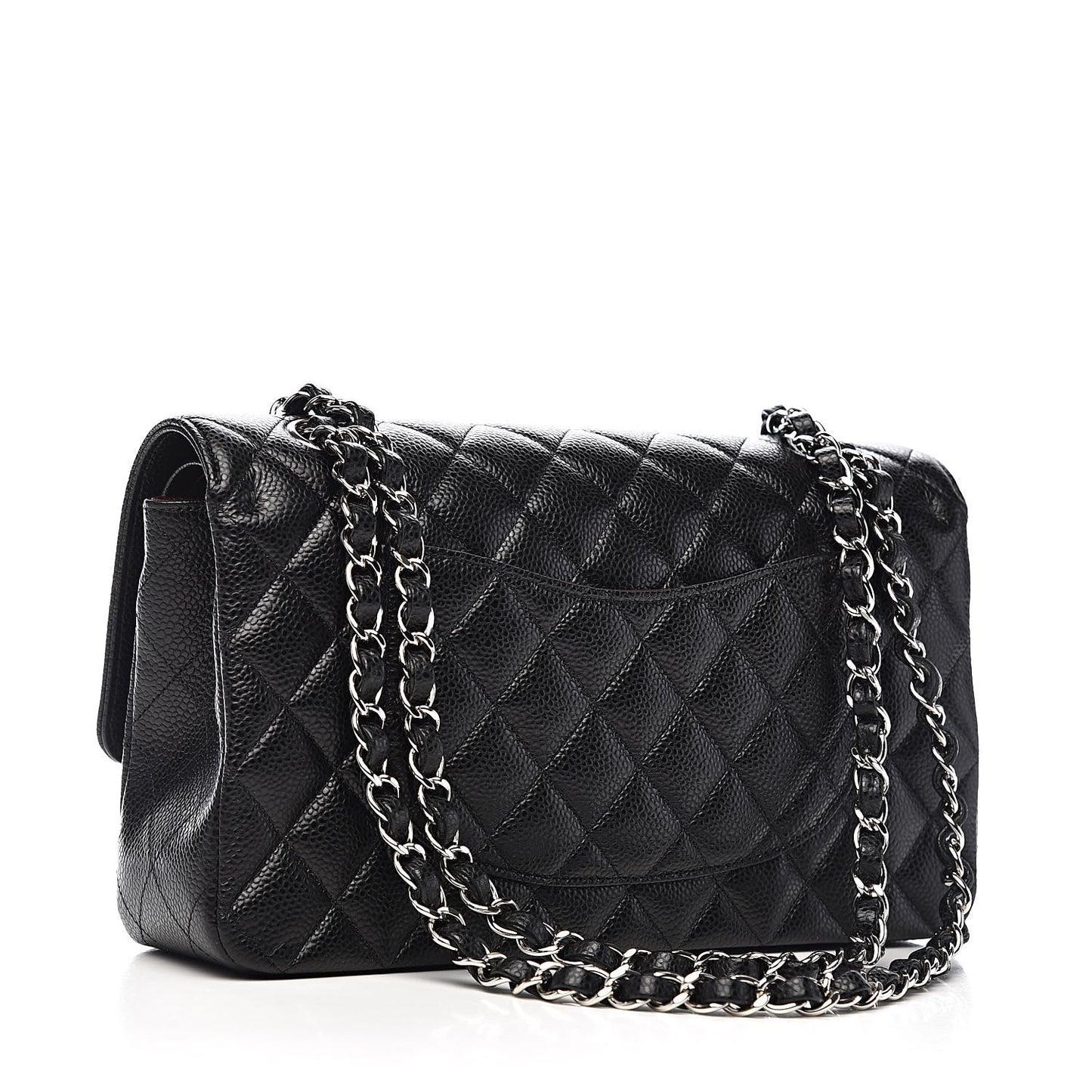 Caviar Quilted Medium Double Flap Black