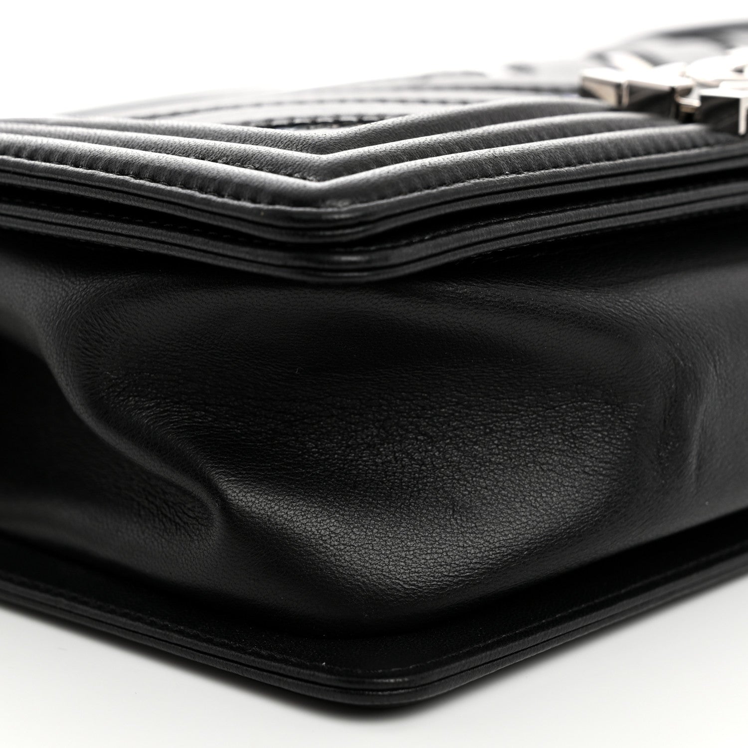 Chanel Lambskin Iridescent PVC Chevron Quilted Medium Boy Flap Black Silver 9 of 11