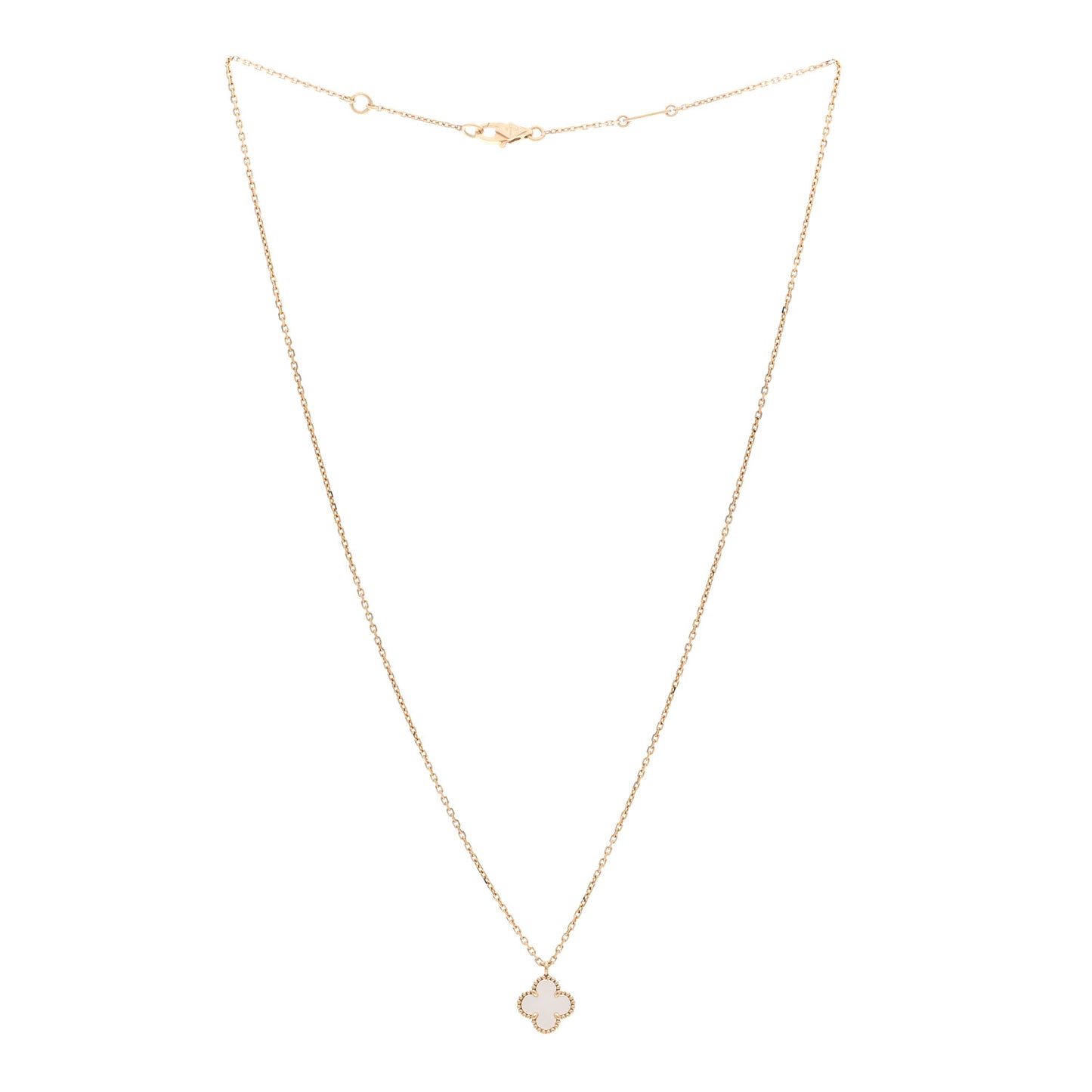 18K Yellow Gold Mother of Pearl Sweet Alhambra Pendant Necklace
