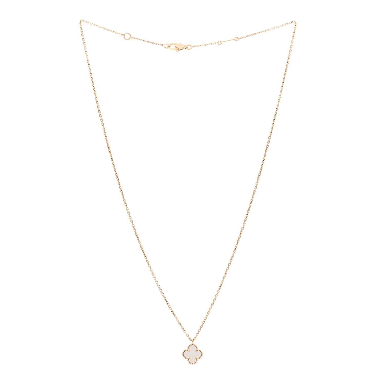 Van Cleef & Arpels 18K Yellow Gold Mother of Pearl Sweet Alhambra Pendant Necklace 3 of 5