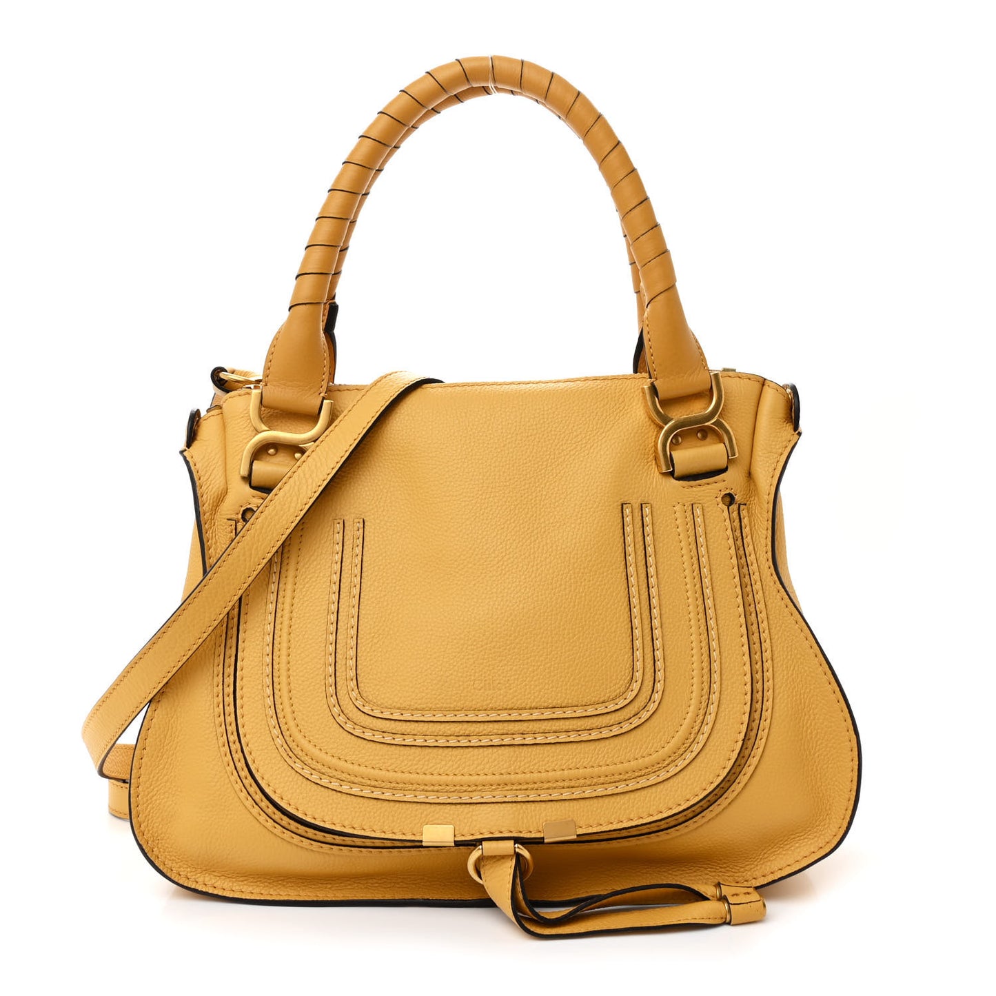 Calfskin Medium Marcie Satchel Curry Yellow
