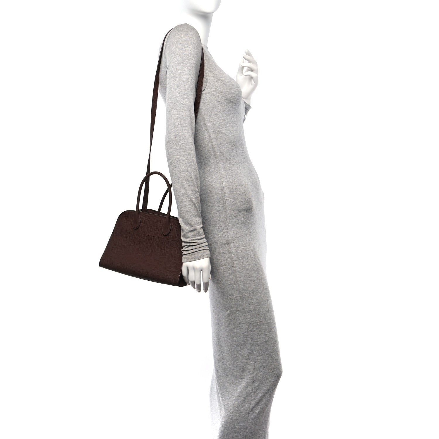 The Row Grained Calfskin Soft Margaux 10 Bag Dark Mocha 2 of 9