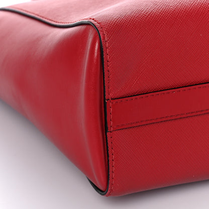 Prada Saffiano Soft Calfskin Small Zippered Tote Fuoco 7 of 8