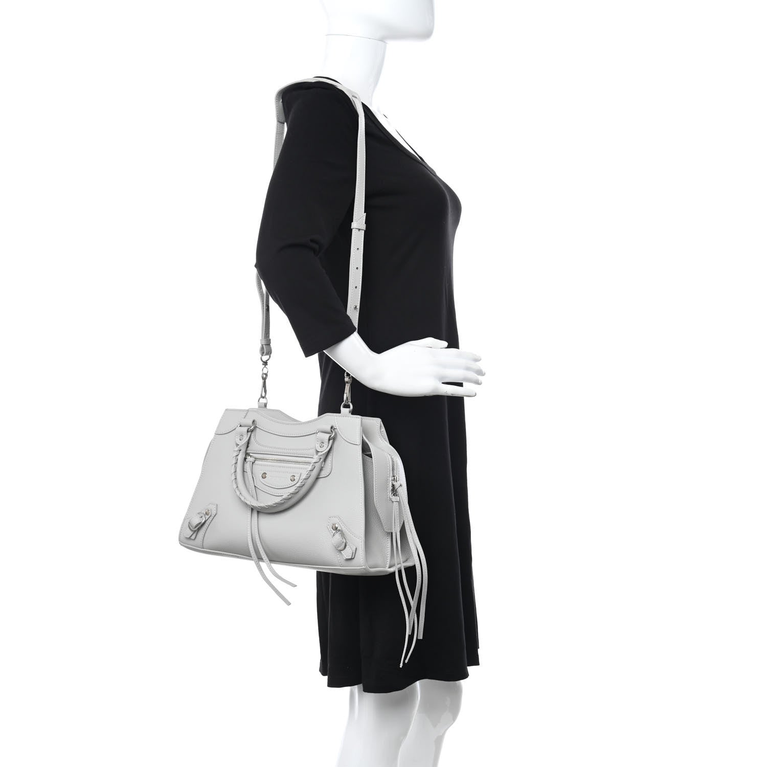 Balenciaga Grained Calfskin Neo Classic Silver Hardware S City Light Grey 2 of 10