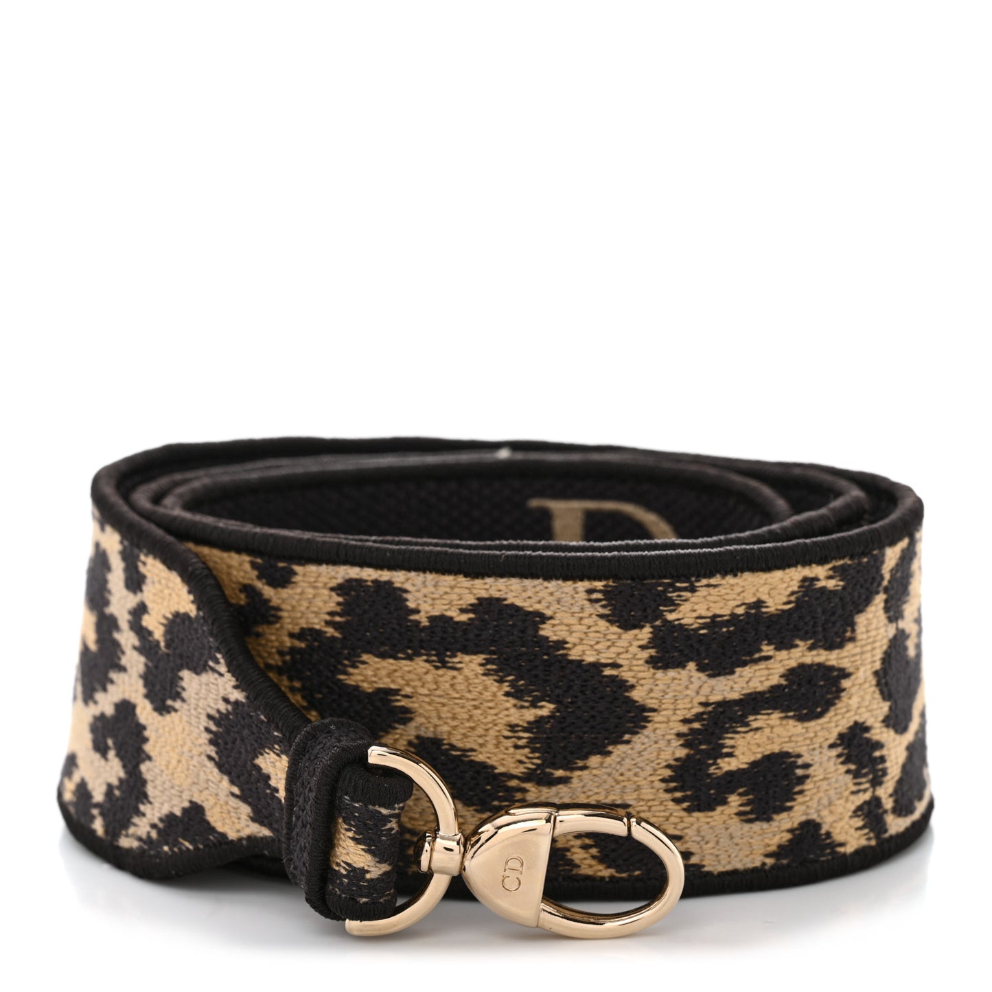 Canvas Mizza Embroidered Leopard Shoulder Strap Beige Black