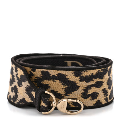 Christian Dior Canvas Mizza Embroidered Leopard Shoulder Strap Beige Black 1 of 4