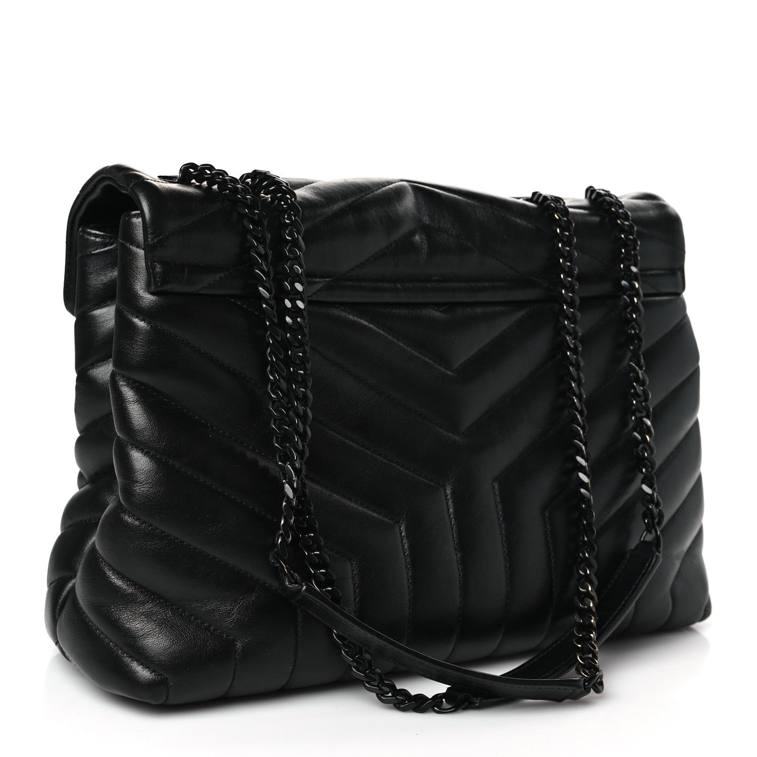 Saint Laurent Calfskin Y Quilted Monogram Monochrome Medium Loulou Chain Satchel Black 3 of 10