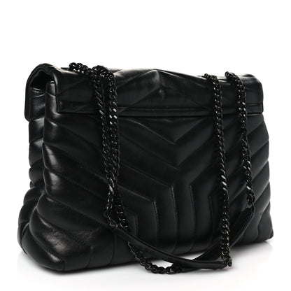 Saint Laurent Calfskin Y Quilted Monogram Monochrome Medium Loulou Chain Satchel Black 3 of 10