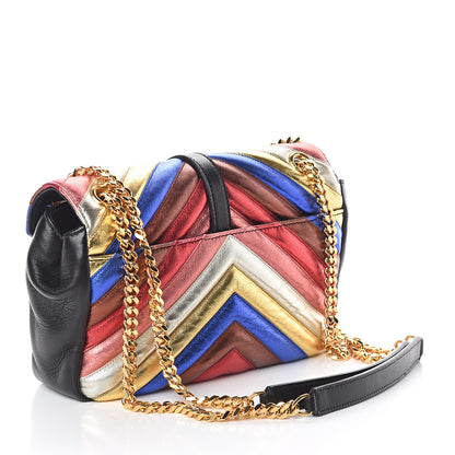 Saint Laurent Metallic Calfskin Matelasse Chevron Monogram Medium College Satchel Multicolor 2 of 8