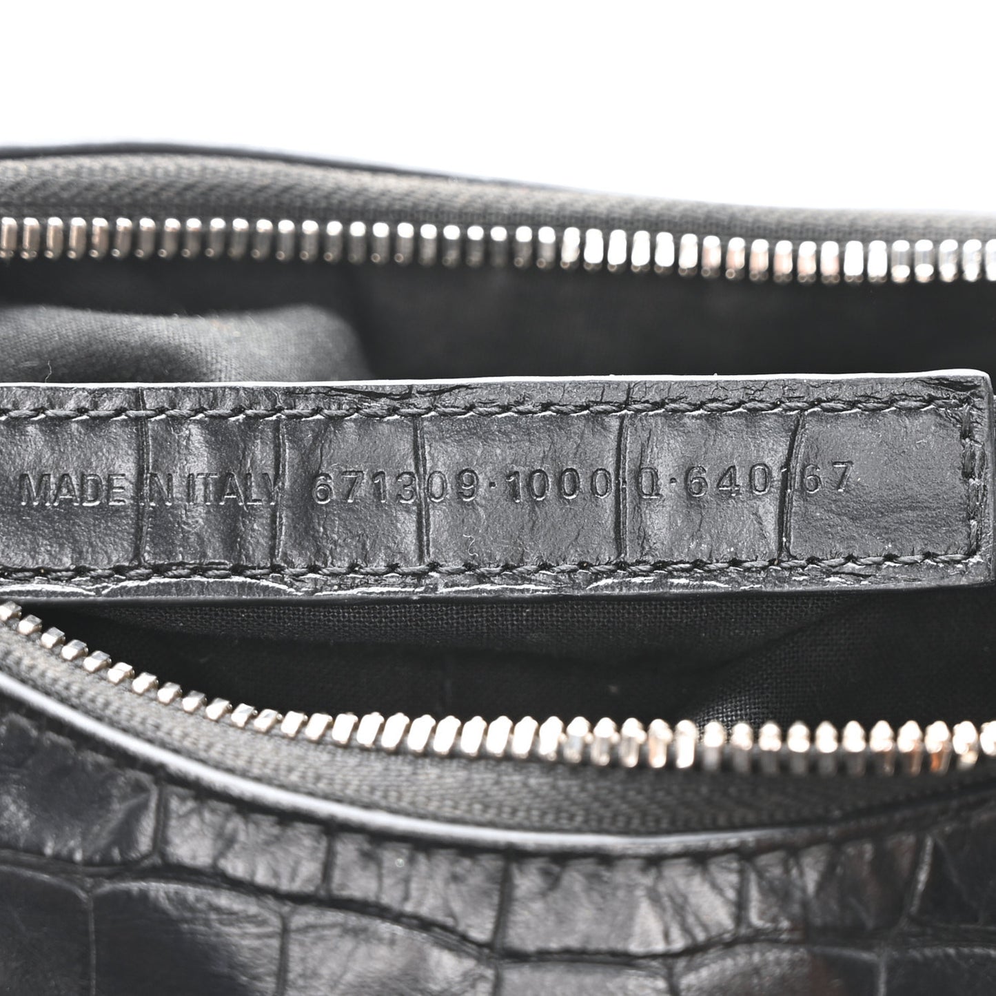Extra Supple Calfskin Crystal Crocodile Embossed Le Cagole Shoulder Bag XS Black