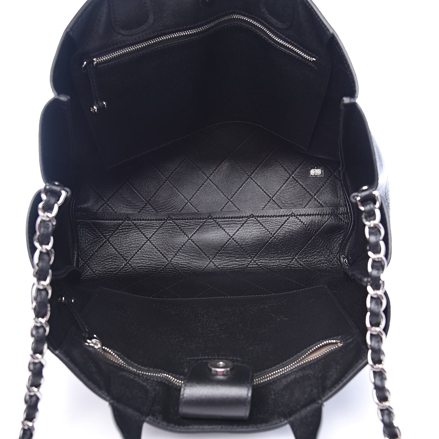 Caviar Stitched Large Shopping Tote Black