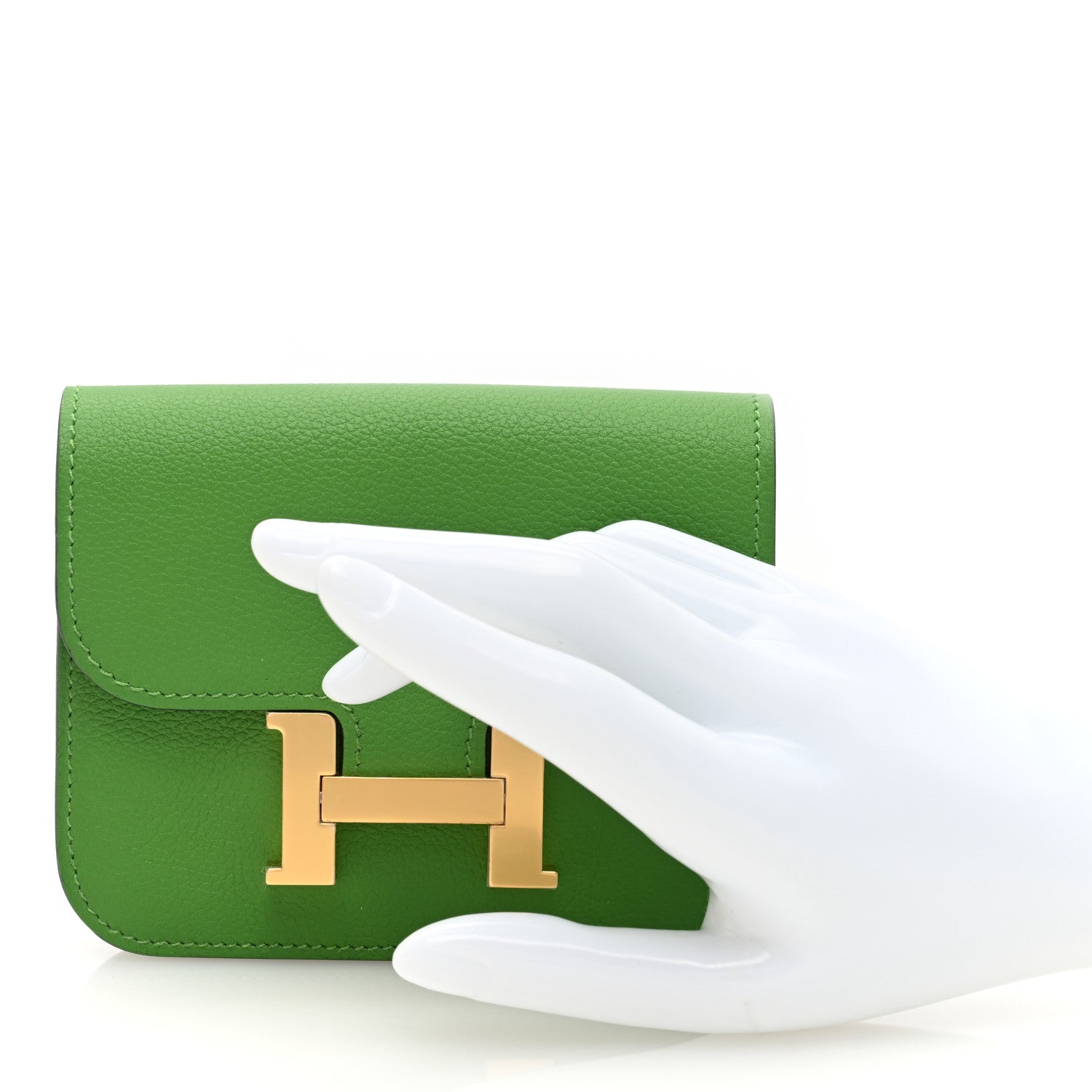 Hermes Evercolor Bi-Color Constance Slim Wallet Vert Yucca Mauve Pale 2 of 8