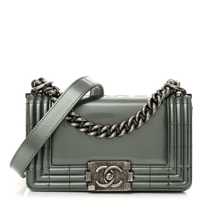 Chanel Iridescent Glazed Calfskin Small Boy Flap Light Green 1 of 12
