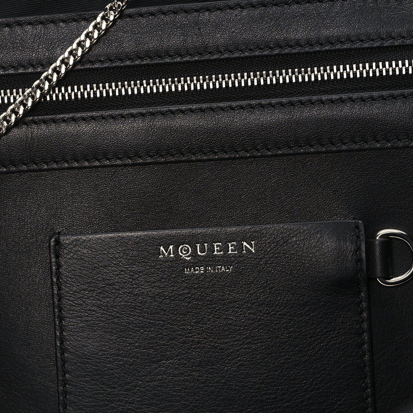 Suede T-Bar Chain Tote Military Black