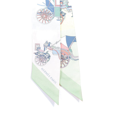 Hermes Silk Les Voitures Exquises Twilly Rose Pale Jaune Pale 4 of 5