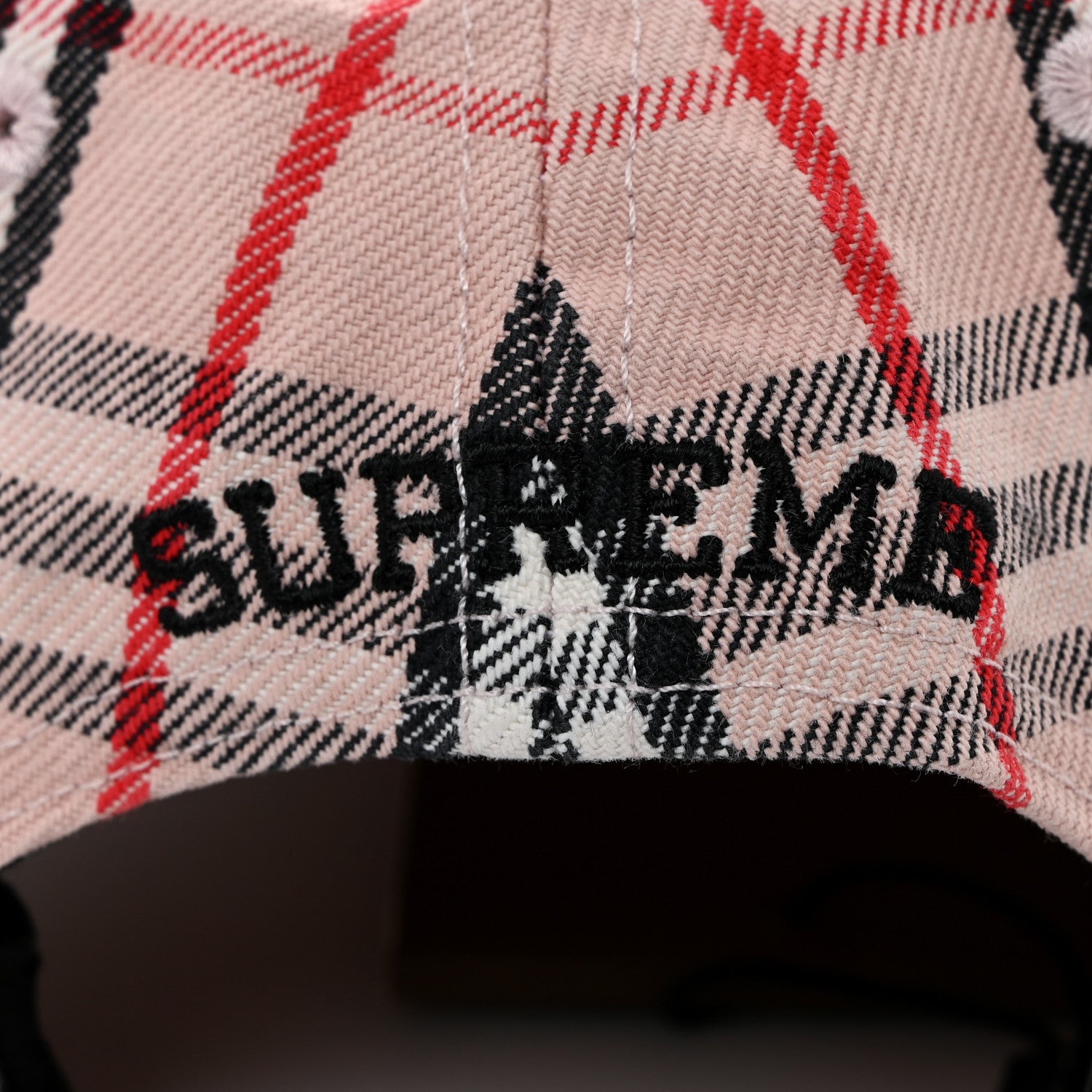Burberry X SUPREME Cotton Vintage Check Monogram Baseball Hat Pink 7 of 11